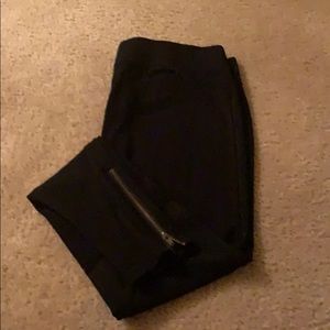 Metal zipper cotton leggings